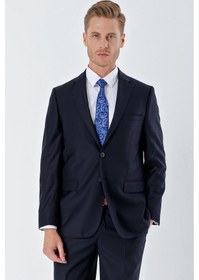 Resim İmza Lacivert Gabardin Mono Yaka 6 Drop Comfort Fit Rahat Kesim Basic Takım Elbise 1001245010 Lacivert 