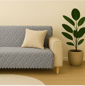 Resim Şönil Jakarlı Kaymaz Koltuk Örtüsü 175x215 Cm Çekyat Uyumlu, Yıkanabilir Antrasit 