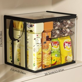 Resim Geniş Kapasiteli Katlanabilir Şeffaf PVC Saklama Çantası -İnç Çok Amaçlı Atıştırmalık ve Oyuncak Organizatörü, Yurt, Ev, Mutfak, Oyun Odası İçin Toz Geçirmez Tasarım, Kolay Görünürlük ve Alan Tasarrufu Sağlayan Klasik Tasarımlı Fermuarlı Konteyner 