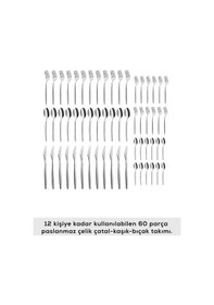 Resim Karaca Lizbon Platin 12 Kişilik 60 Parça Çatal Kaşık Bıçak Takımı 