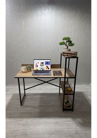 Resim 3 Raflı Çalışma Masası 60x120 - Bilgisayar Ofis Ders Masası Oyuncu Masası Siyah 
