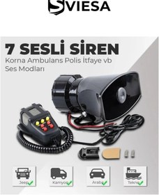 Resim Sviesa Her Araca Uyumlu Universal 7 Sesli Konuşmalı Mikrofonlu Megafonlu Siren 