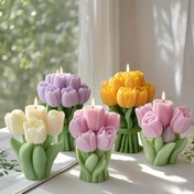 Resim DIY mumlar, plaz ve reçine el Sanatları için Silikon Tulip Bouquet Kalıbı - Doğal Çiçek Şekilli Düzensiz Kalıplar, Ev Dekoru ve Hediye Yapımı için Mükemmel, Mum Yapımı Malzemeleri 