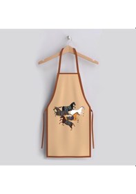 Resim Figüratif At Tasarımlı Mutfak Önlüğü Keten Kumaş, Uluslararası Yıkama Ve Solmama Sertifikası Çok Renkli 