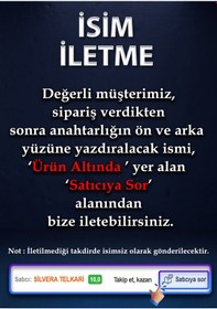 Resim 925 Ayar Gümüş Elişi İşlemeli Telkari İsimli Gümüş Anahtarlık St403 Gümüş - Beyaz 