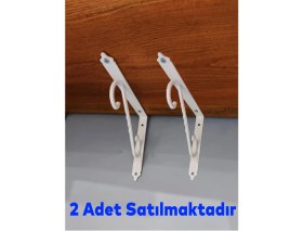 Resim Badem10 Raf Altı Raf Tutucu Ayak Ferforje Beyaz 150X110 mm 2 Adet 