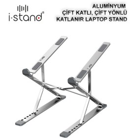 Resim i stand N8 Aluminyum Çift Katlı-katlanır Laptop Standı 