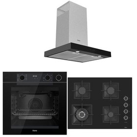 Resim Ferre QEP64CS + SC405 + D100 Steam Plus 65 Serisi 3'Lü Cam Ankastre Set 