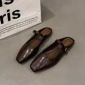 Resim Kadın Kahverengi Mule'lar Toka Kapatma - Bahar ve Yaz için Rahat Düz Ayakkabılar, Tüm Mevsim Giyim, Kauçuk Taban, Poliüreten Üst, Polivinil Klorlu Astar, Şık Loafer'lar|Tokalı Kapatma Ayakkabıları|Kauçuk Tabanlı Ayakkabılar 