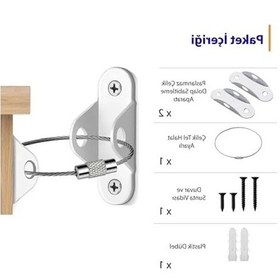Resim Beyaz Çelik Halatlı Eşya Sabitleyici - Bebek Ve Çocuk Güvenliği İçin 