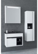 Resim NAPOLİ 65 CM SİYAH LAVABOLU BANYO DOLABI- BEYAZ/ANTRASİT (BOY DOLAP DAHİL ) 