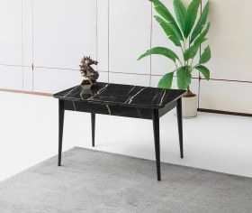 Resim Sonata Ortadan Açılır Büyüyen Yemek Masası Mermer Desenli 80x130c 