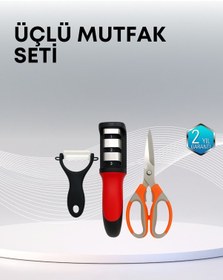 Resim Depomıx Çok Fonksiyonlu Mutfak Makas Seti 3 Makas, Bileyici Ve Soyacak Dahil Paslanmaz Çelik 