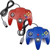 Resim XINHONGRY 2 Pack N64 Controller, Classic Retro Wired N64 64 Bit Gamepad Joystick for Ultra 64 Video Game Console N64 System (Blue+Red 