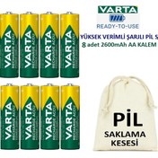 Resim Varta Ready To Use 8 Adet 2600mah Aa Kalem Pil Pil Kesesi 