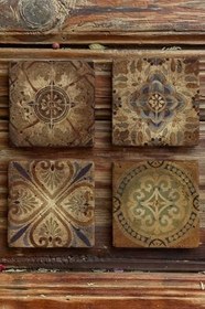 Resim Oscar Stone Decor Baskılı Doğaltaş Bardak Altlığı 4'Lü Set Desen Tile 4Dsn-190 