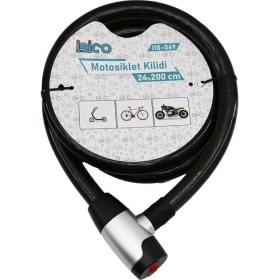 Resim Vanch ANAHTARLI METAL KAPLAMA KAFAÇEK-İT KİLİT KAPAKMOTOR - BİSİKLET KİLİT ÇELİK TELSİYAH ŞEFFAF KILIF24MMX200CM (5264) 