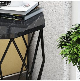 Resim Variant Sofya Metal Yan Sehpa - Siyah Mermer 