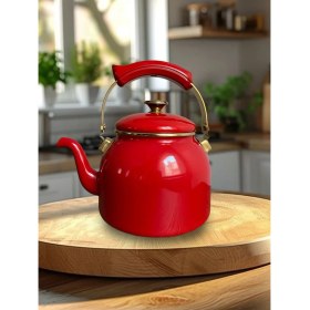 Resim PremiumPort Kırmızı Emaye Bitki Çayı Demliği 2250 Ml, Sağlıklı ve Şık Tasarım 