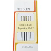 Resim EleganTShoP Needles Etamin Kaneviçe Iğnesi Altın Gözlü Küt Uçlu 