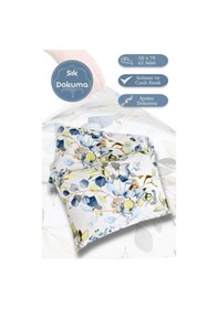 Resim Yastık Kılıfı 2 Li Flora Percale Baskılı %100 Pamuk 50x70 Cm Beyaz 