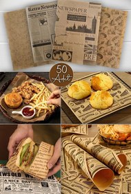 Resim tafce Kendinden Desenli Pinterest Yağlı Kağıt | 50 Adet Vintage Gazete Desen Sunum Kağıdı 