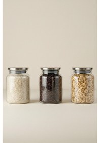 Resim Bormio Metal Kapaklı 3'lü Cam Kavanoz Seti 900 Ml Seffaf Şeffaf 