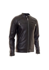 Resim Oliggopol Erkek Siyah İç Cepli Slim Fit Spor Deri Ceket Cm Siyah 
