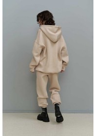 Resim Mai Collection Mai Studios Co. Mai Studios Co. Minimal Baskı Kadın Eşofman Takımı - Kemik Rengi Bej 