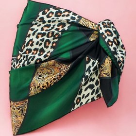 Resim pistore Yeşil Leopar Desenli Kısa Pareo Saten Iç Göstermez Kadın Plaj Elbisesi Yeni Sezon 