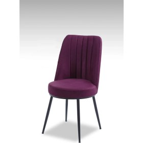 Resim MyMassa Gold Sandalye Nubuk Kumaş Metal Siyah Ayaklı 