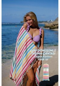 Resim Mare Viva, Organik Ve Recycle Pamuk Karışımlı, Taşıma Çantalı, Büyük Boy Peştamal, 90x180 Cm. Viva 