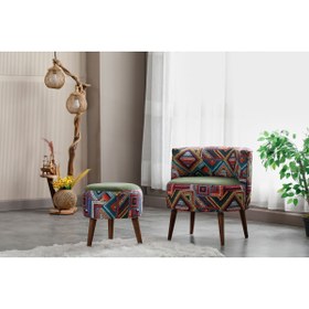 Resim WATERYBROOK Sydney Berjer Puf İkili Set - Tekli Koltuk - Berjer - Ofis, Balkon, Kafe, Bahçe, Salon Mobilyası 