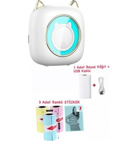 Resim Schulzz C23 Mini Yazıcı + 1 Beyaz + 3 Adet Renkli Kağıt 