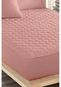 Resim Yatak Koruyucu Alez Sıvı Geçirmez Pamuklu Kapitoneli Fitted Pembe Çift Kişilik Pembe 
