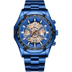 Resim Fochsia Binbond Casual Mavi İskelet Kollu Tarih Göstergeli Hafif Metal Kayış Genç Ve Yetişkin Kol Saati Diğer 