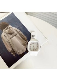 Resim Elmpaly 1 Adet Kare Kuvars Çocuk Saati Beyaz Silikon Kordon Tek Beden Diğer 