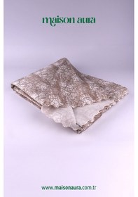 Resim Koltuk Örtüsü Damar Desenli Krem 