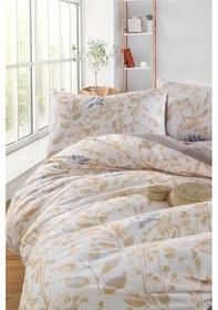 Resim Çift Kişilik Pamuklu Nevresim Takımı 4 Parça Zahra Desen Hardal / Yumuşak Dokulu Hardal 