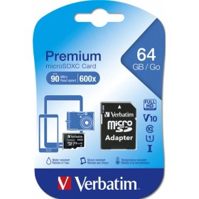 Resim Verbatim 64GB Microsdxc Class 10 Hafıza Kartı 