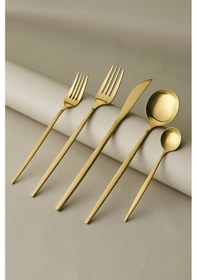 Resim Karaca Orion 30 Parça 6 Kişilik Çatal Kaşık Bıçak Takımı Matte Gold 