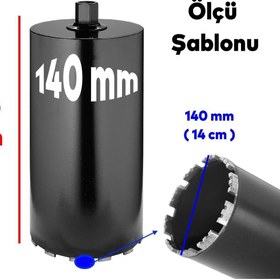 Resim Badem10 Elmas Karot Ucu 140 mm Shun Beton Zemin Duvar Delme Delik Açma Panç Aparat Uç Deprem Numune Al Test 