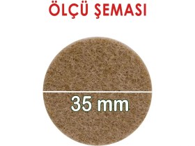 Resim Yapışkanlı Yuvarlak Keçe Masa Sandalye Parke Zemin Ayak Koruyucu Kaydırmaz Keçesi 35 mm (18'li Paket) 