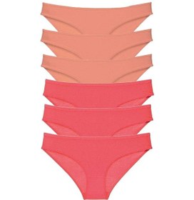 Resim 6 Adet Süper Eko Set Likralı Kadın Slip Külot Pudra Fuşya Çok Renkli 