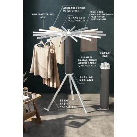 Resim Katlanabilir Ahtapot Çamaşır Kurutma Askısı - Kule Çamaşır Askılığı 