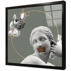 Resim Heykel ve Çiçek Çerçeveli Cam Tablo 