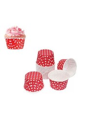 Resim 100 Adet Puantiyeli Kırmızı Büyük Boy Pet Kapsül Cupcake Muffin Kek Vb. Kalıbı Ebat: 6,7 Cm X 4 Cm X 5 Cm Puantiyeli Kırmızı 
