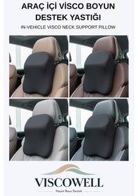 Resim Ortopedik 2 Adet Visco Boyun Destek Yastığı Seyahat Araç Ofis Kullanımı İçin Siyah 