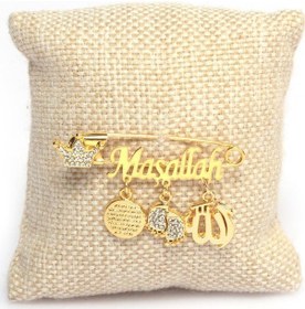 Resim Maşallah Yazılı Bebek Yaka İğnesi Minik Adımlar 