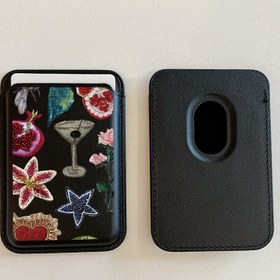 Resim 1 Adet Kristal Desenli Manyetik PU Deri Cüzdan - iPhone 16/15/14/12 için Güçlü Manyetik Kartlık (2 Kart Kapasiteli) + Ücretsiz Metal Halka Adaptörü ile Uyumlu for Samsung/Google/Moto Cihazlar 
